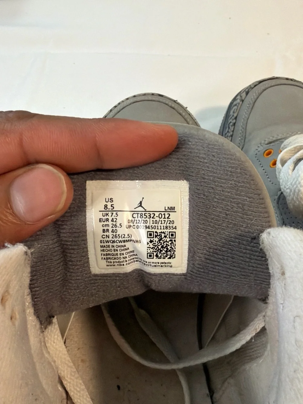 Jordan Air Jordan 3 Retro Cool Grey Men's Mid Top Lace-Up